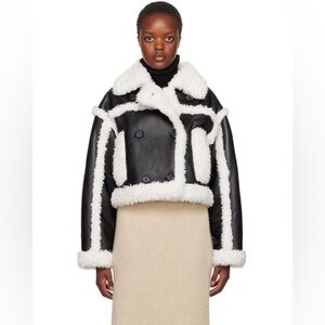 Stand Studio Women's Black & Off-white Kristy Faux-shearling Jacket size medium